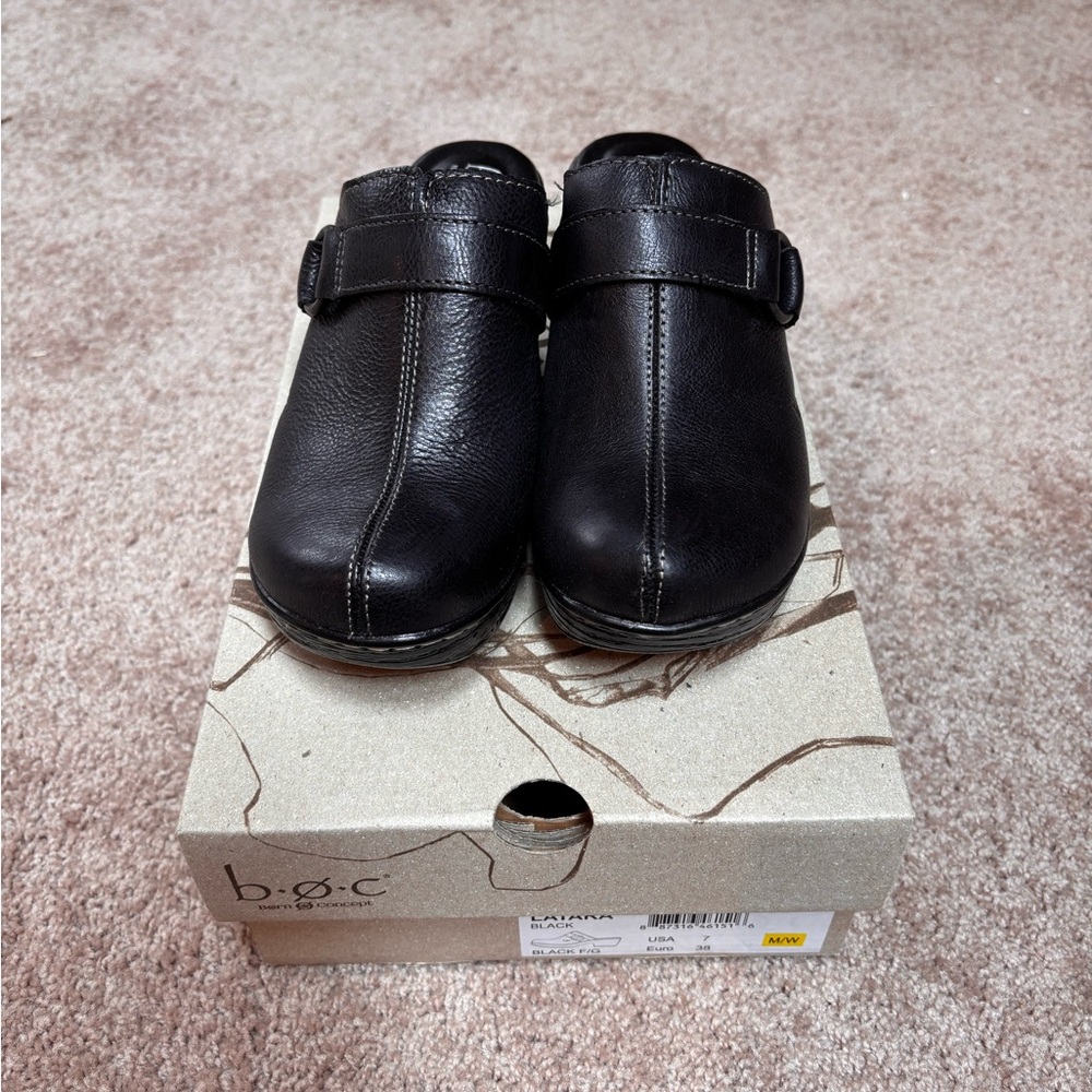 b.o.c. Black Wedge Shoes with Slip-On Design